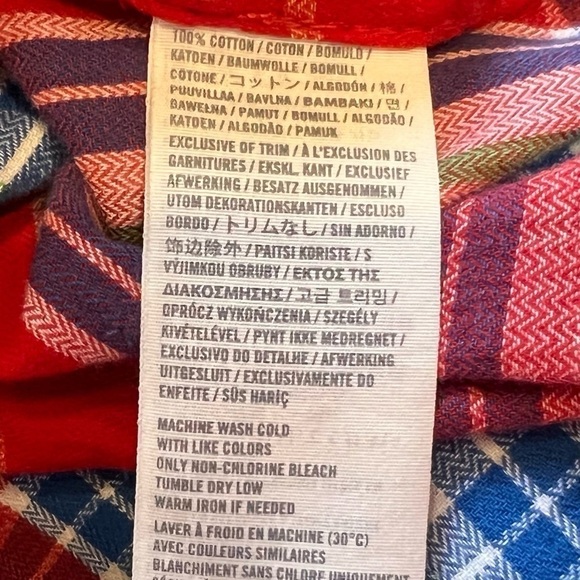 A&F women’s red plaid ruffle accent button down top medium - Picture 7 of 10